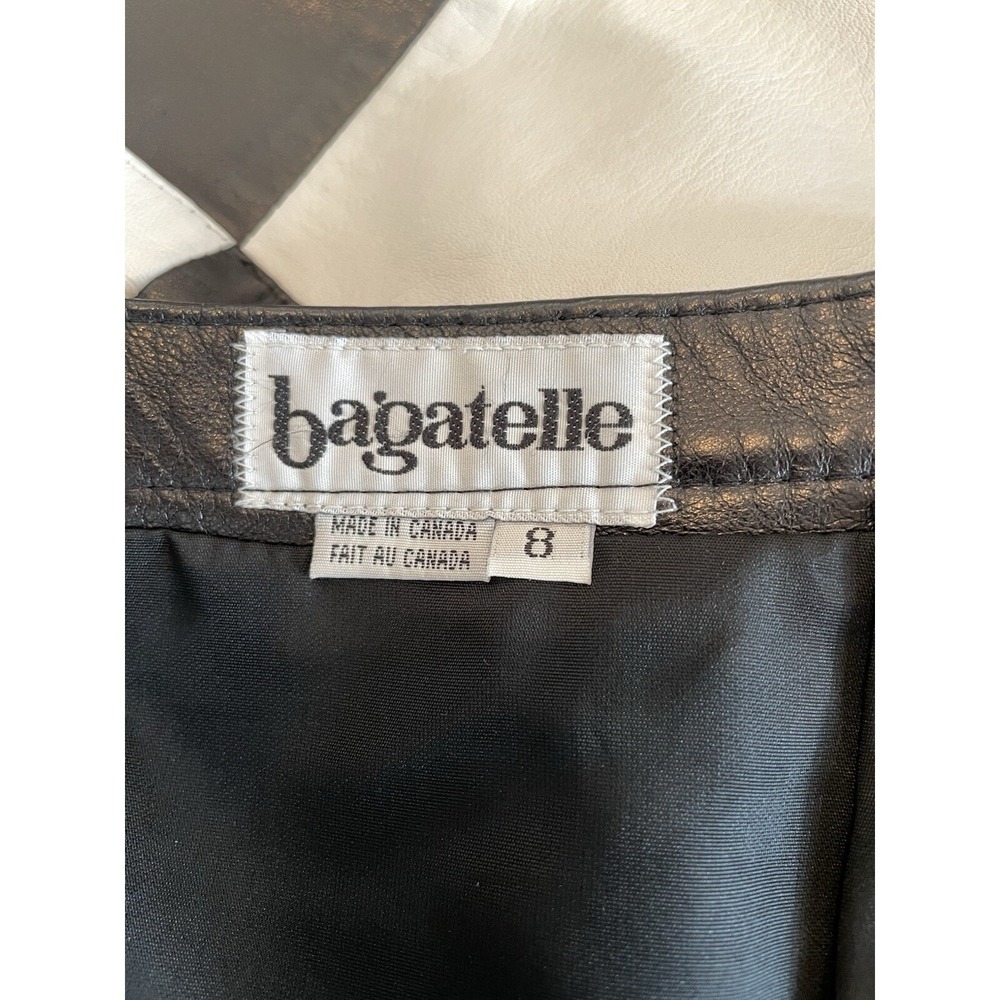 Vintage 90s Bagatelle Leather Checkered Mini Pencil Skirt Mod Retro Waist 27" - Picture 6 of 16